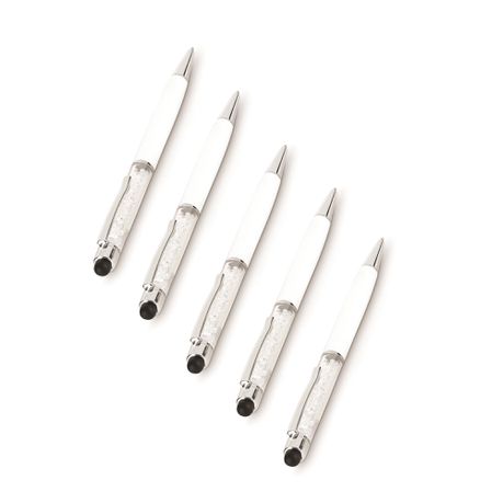 5 Pack White Crystal Filled Pens with Stylus Buy Online in Zimbabwe thedailysale.shop