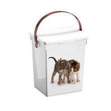 Load image into Gallery viewer, Eco Pet Storage Container with carry handle red - cat print
