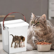 Load image into Gallery viewer, Eco Pet Storage Container with carry handle red - cat print

