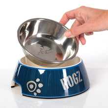 Load image into Gallery viewer, Rogz 2-in-1 Small Bubble Dog Bowl, Navy Paw
