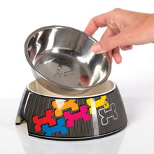 Load image into Gallery viewer, Rogz 2-in-1 Small Bubble Dog Bowl, Multi Bone
