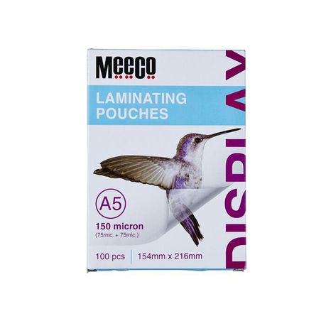 Meeco A5 150 Micron Laminating Pouch - 100pcs/Pk Buy Online in Zimbabwe thedailysale.shop