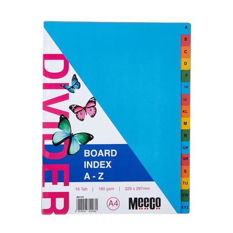 Meeco A4 16 Tab (A-Z) Bright Multi Colour Board Dividers Buy Online in Zimbabwe thedailysale.shop