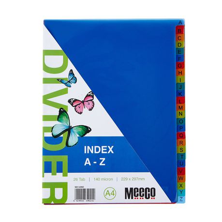 Meeco A4 26 Tab (A-Z) Bright Multi Colour Dividers Buy Online in Zimbabwe thedailysale.shop