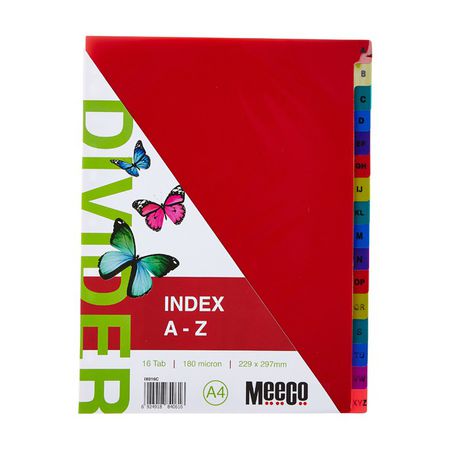 Meeco Executive A4 16 Tab (A-Z) Multi Colour Indexes Buy Online in Zimbabwe thedailysale.shop