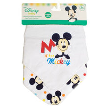 Load image into Gallery viewer, Mickey Mouse 'M' Bandana Bibs - Set of 2
