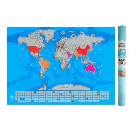 Global Wanderer Scratch Off Travel World Map with Country Flags - Large