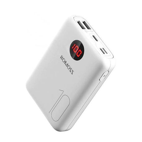 Romoss OM10 10000mAh Type-C, Lightning & Micro USB Power Bank White Buy Online in Zimbabwe thedailysale.shop