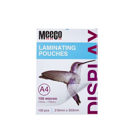 Meeco A4 150 Micron Laminating Pouch - 100pcs/Pk Buy Online in Zimbabwe thedailysale.shop