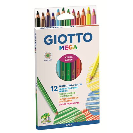 Giotto Mega 12 Large Coloured Pencils Buy Online in Zimbabwe thedailysale.shop