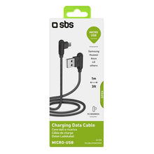 Load image into Gallery viewer, SBS Data Cable USB 2.0 to Micro USB - 90° connectors - Black 1m
