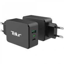 Load image into Gallery viewer, Tellur 1 Port QC 3.0 &amp; 1 Port Type-C Travel Charger - Black
