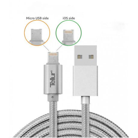 Tellur 2-in-1 Reversible USB to microUSB Cable - Silver Buy Online in Zimbabwe thedailysale.shop