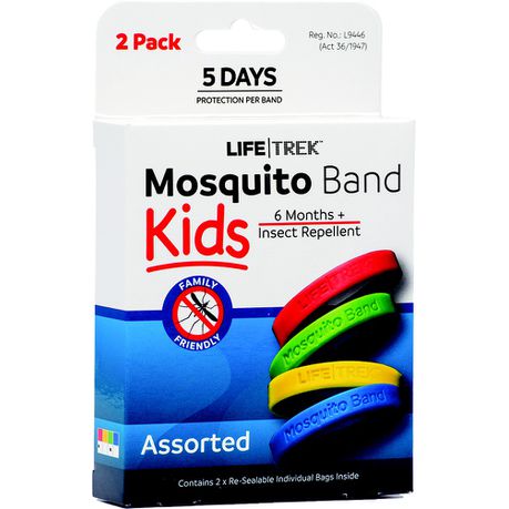 Lifetrek DEET Free Mosquito Repellent Kids Wrist Band Plain 2 Pack