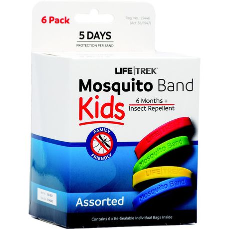 Lifetrek DEET Free Mosquito Repellent Kids Wrist Band Plain 6 Pack