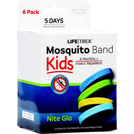 Lifetrek DEET Free Mosquito Repellent Kids Wrist Band Kids Nite Glo 6 Pack
