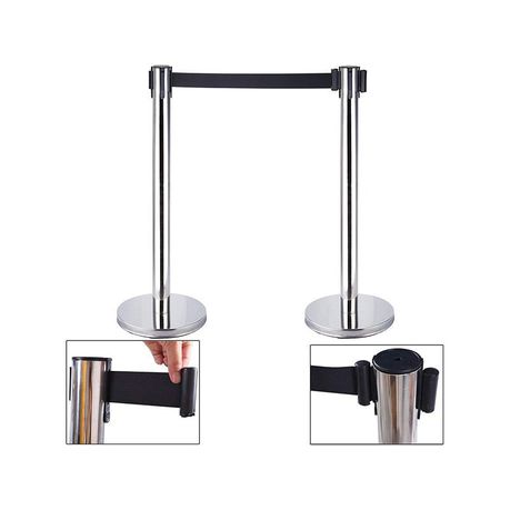 Parrot Retractable Chrome Queue Barrier with Black Belt (Box of 2) Buy Online in Zimbabwe thedailysale.shop