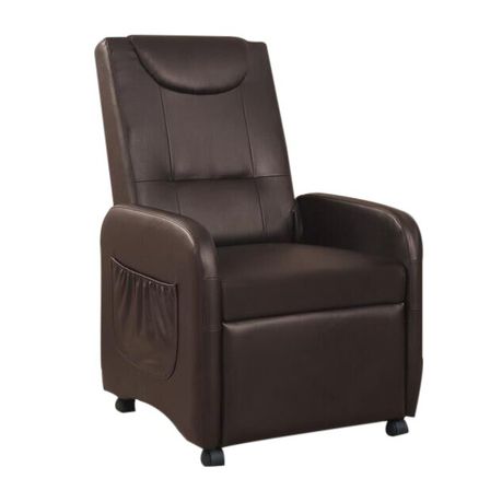 Hazlo Faux Leather Fold Back Recliner Couch Sofa Chair - Brown Buy Online in Zimbabwe thedailysale.shop