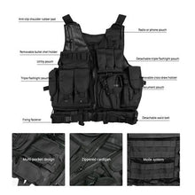 Load image into Gallery viewer, Breathable Tactical Vest with Numerous Pouches - Black
