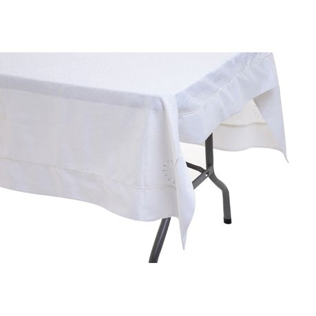 Cottonbox Gala Polycotton Reyna White w/Crystal - 8-10 Seater Tablecloth Buy Online in Zimbabwe thedailysale.shop