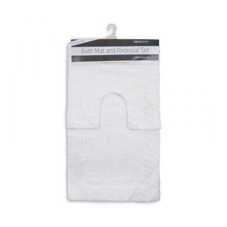 2 Pc Anti-Slip Bathmat Set - White
