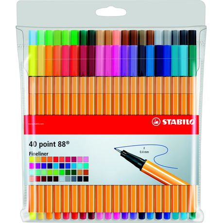 Stabilo Point 88 Fineliner - Wallet of 40 - Assorted Colours Buy Online in Zimbabwe thedailysale.shop