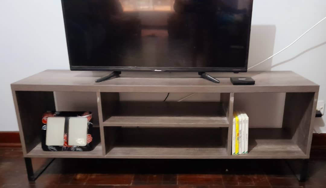 $164 Melamine Dark Brown Woodgrain Midrange TV Stand Buy Online in Zimbabwe thedailysale.shop