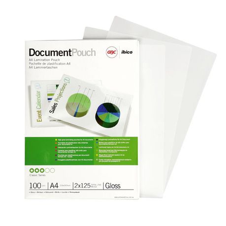 GBC Document Gloss Laminating Pouches - A4 150micron (100 Pack)