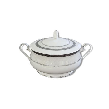 Noritake - Odessa Platinum Covered Vegetable Dish - White and Platinum - 26 x 26 x 12cm Buy Online in Zimbabwe thedailysale.shop