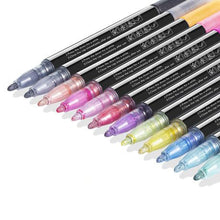 Load image into Gallery viewer, 12 Piece Doodle Dazzle Outline Glitter Shimmer Metallic Magic Markers
