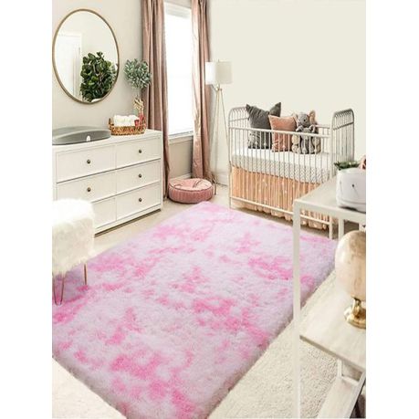 Pink and White Fluffy Shaggy Rug\Carpet (200cmx150cm) Buy Online in Zimbabwe thedailysale.shop
