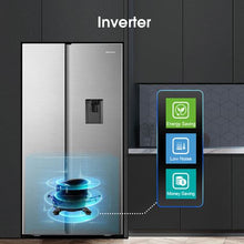 Load image into Gallery viewer, Hisense 514L Frost Free Side by Side Fridge with Water Dispenser-Inox
