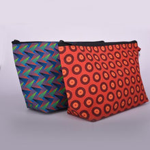 Load image into Gallery viewer, Orema Shweshwe Cosmetic Toiletry MakeUp Bags - Set of 2 Orange&amp;Blue
