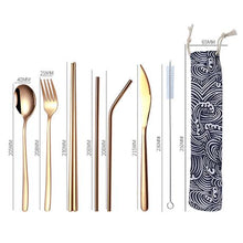 Load image into Gallery viewer, Rose Gold Finish 8pcs Fork and Knife Traveling Set (FKS-002-RG)
