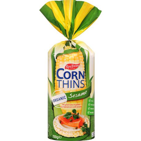Real Foods - Organic Sesame Corn Thins 6 x 150g Buy Online in Zimbabwe thedailysale.shop