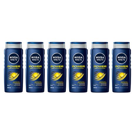 NIVEA MEN power refresh shower gel / body wash - 6 x 500ml Buy Online in Zimbabwe thedailysale.shop