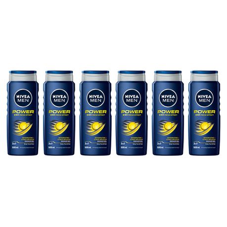NIVEA MEN power refresh shower gel / body wash - 6 x 500ml