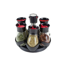 Load image into Gallery viewer, Black Glass Spice Organizer Container Jar - Set of 6
