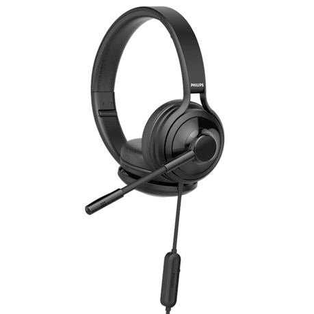 Philips TAH3155BK USB Wired On-Ear Headphones With Mic - Black