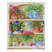 Load image into Gallery viewer, Diamond Painting DIY Kit, Round diamonds, 50x40cm- Flowers in the Shelf
