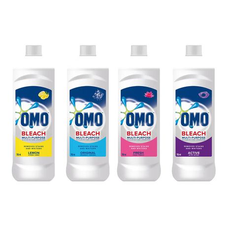 OMO Bleach Multipurpose Lemon + Original+ Fresh + Active 750ml (Pack of 4)