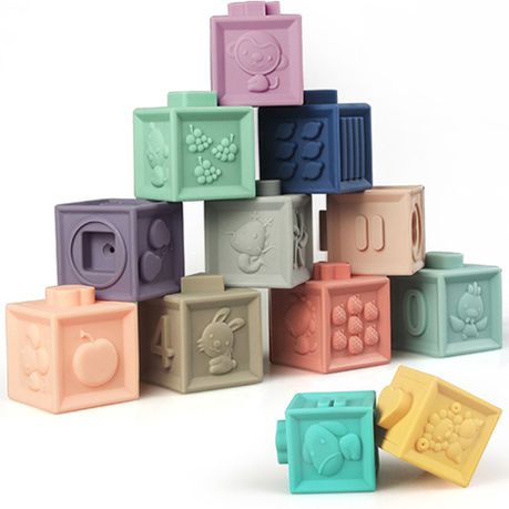 NXTech Soft Squeeze Educational Bath Time Baby Stacking Blocks - 12 Piece Set