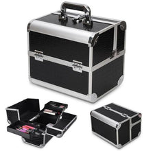 Load image into Gallery viewer, Large Professional Aluminium Make Up Black Cosmetic Suit Carry Case
