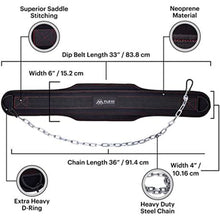 Load image into Gallery viewer, Flexi Muscles - Dip Belt with Chain for Weight Lifting.
