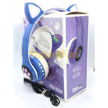 Load image into Gallery viewer, Techme VZV-23M Cat Ear LED Wireless Bluetooth Headphone - Blue
