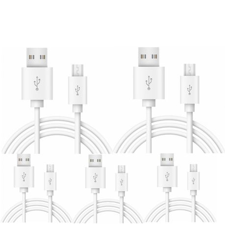 KT&SA Powerful 2.1A Micro Charging  Cable white Pack of 5 Buy Online in Zimbabwe thedailysale.shop