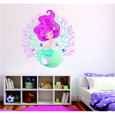 Mermaid in Coral Wall Art Decal