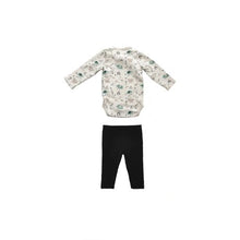 Load image into Gallery viewer, Newborn Cross-over Onesie With Gathered Details and Black Leggings
