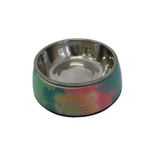 Load image into Gallery viewer, ABS Dog Bowl with Stainless Steel Base Non-Slip Feet - Good Vibes
