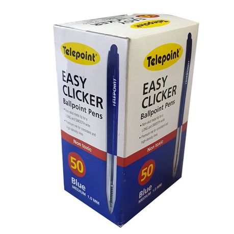 Easy Clicker Ball Point Pens - Blue Pens Box of 50 Buy Online in Zimbabwe thedailysale.shop